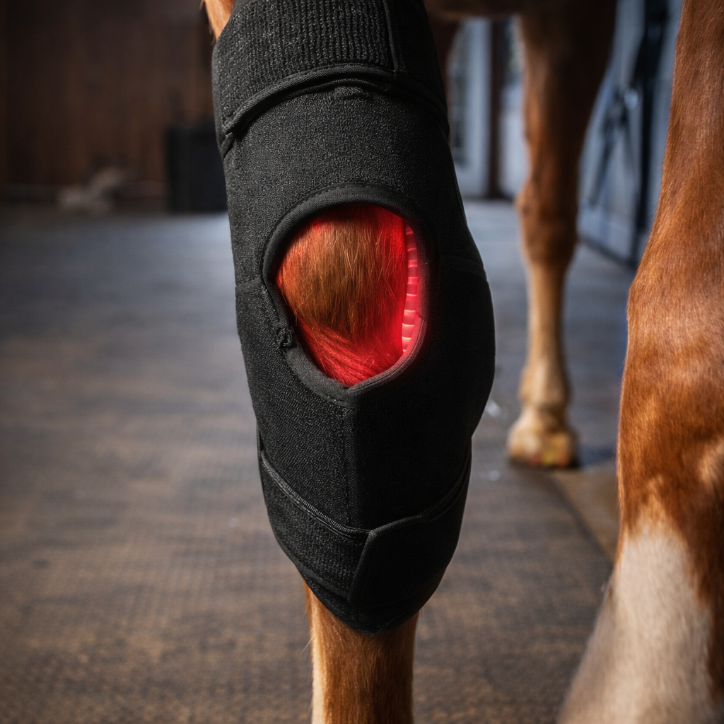 Horse hock wrap with 660nm 850nm 940nm red light therapy for joint support